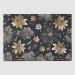 Gold and Silver Flowers Decoupage /  Tissue Paper