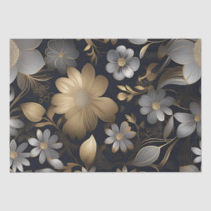 Gold and Silver Flowers Decoupage /  Tissue Paper