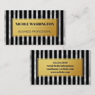 Gold and Silver Foil Striped Fashion Business Card