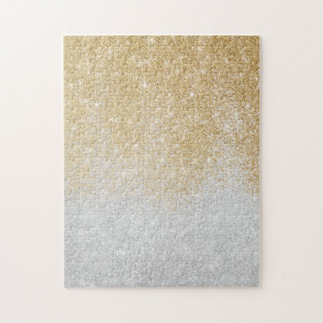 Gold and Silver Glitter Ombre Luxury Design  Jigsaw Puzzle (Vertical)