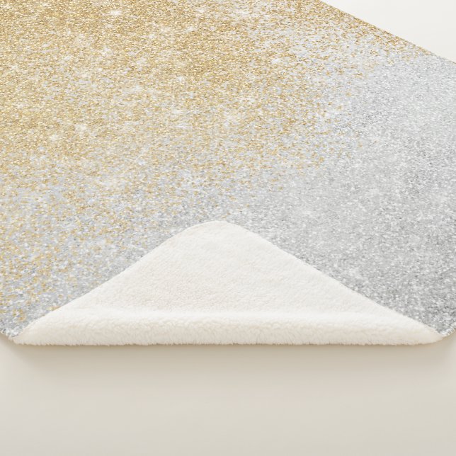 Gold and Silver Glitter Ombre Luxury Design  Sherpa Blanket (3/4)