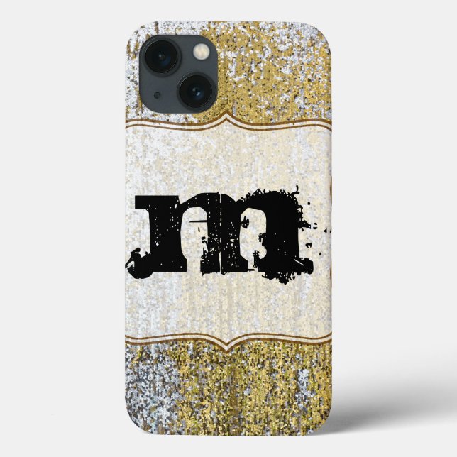 Gold and Silver Grunge Glitter Monogram IPAD Case (Back)