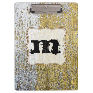 Gold and Silver Grunge Monogram Initial Clip Board