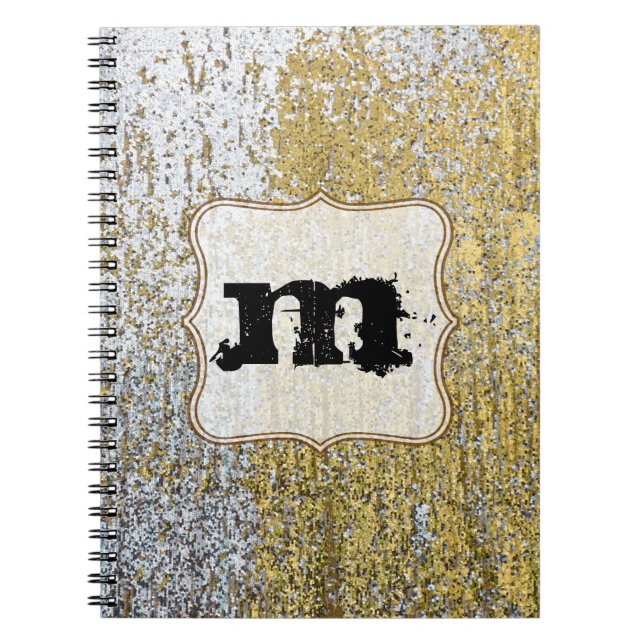 Gold and Silver Grunge Monogram Initial Note Book (Front)