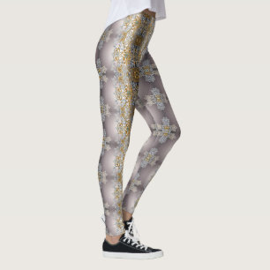 Gold And Silver Lace Tapestry Kaleidoscope Leggings