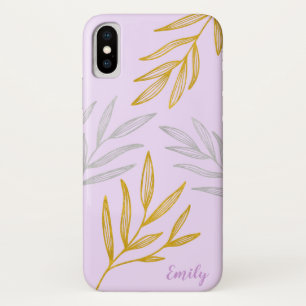 Gold and Silver Leaves Personalised Phone Case