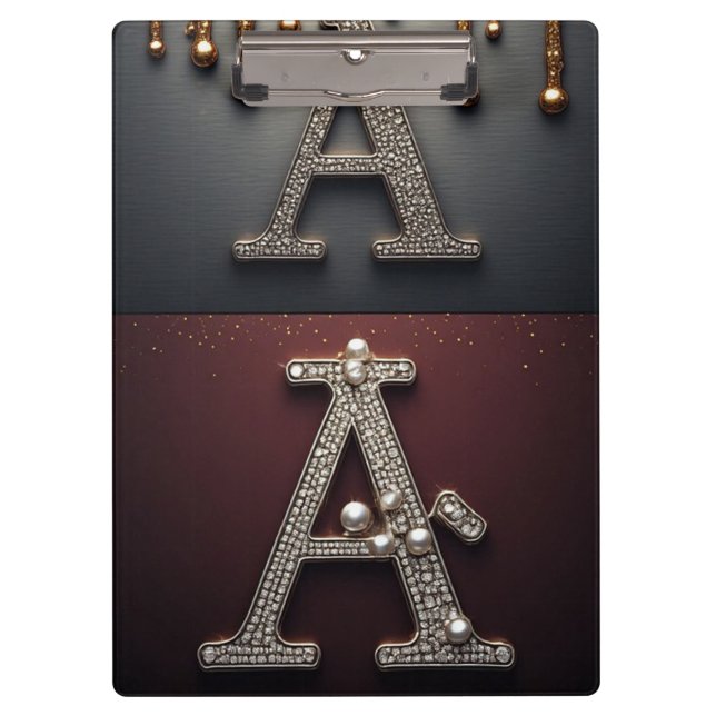 Gold and Silver Letter A Monogram Clipboard (Front)