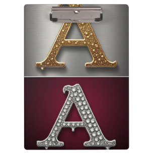 Gold and Silver Letter A Monogram Clipboard