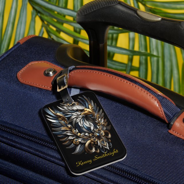 Gold And Silver Metallic Eagle  Luggage Tag (Front Insitu 1)
