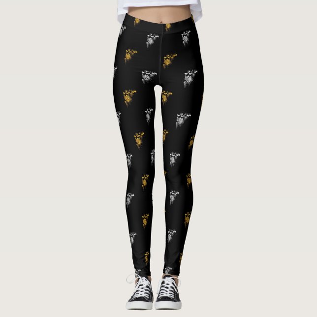 Gold and Silver Pinecones & Pine Branches Leggings (Front)