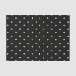 Gold and Silver Polka Dots on Black Tissue Paper