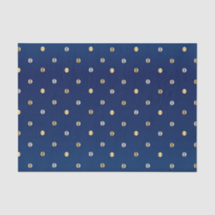 Gold and Silver Polka Dots on Navy Blue Tissue Paper