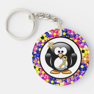Gold and Silver Ribbon Penguin Key Ring