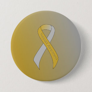 Gold and Silver Ribbon Support Awareness 7.5 Cm Round Badge