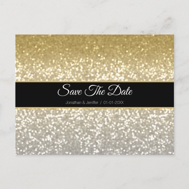 Gold and silver Save the date Announcement Postcard (Front)