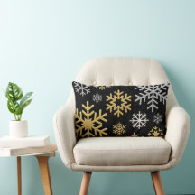 Gold and Silver Snowflakes on Black Background