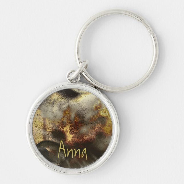 Gold and Silver Star Dust Effect Key Ring (Front)