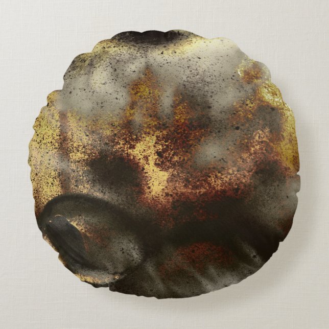 Gold and Silver Star Dust Effect Round Cushion (Front)