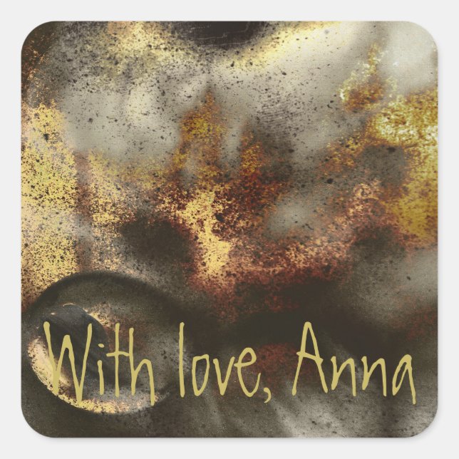 Gold and Silver Star Dust Effect Square Sticker (Front)