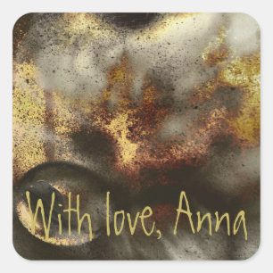 Gold and Silver Star Dust Effect Square Sticker