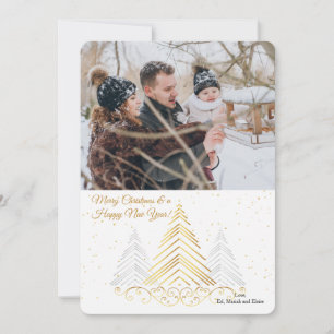 Gold and Silver Trees Holiday Photo Card