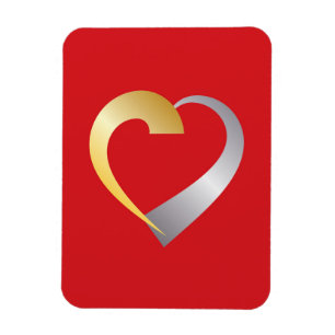 Gold and silver Valentine Heart Magnet