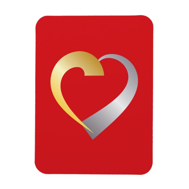 Gold and silver Valentine Heart Magnet (Vertical)