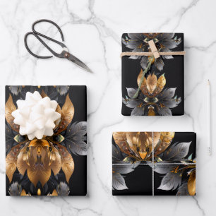 Gold and Sliver Wedding Gift Wrapping Paper Sheet