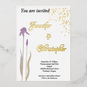 Gold and soft purple watercolor Iris Wedding