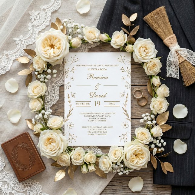 Gold and Spanish Wedding Invitation (Creator Uploaded)