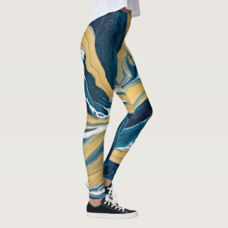 Gold and Teal all-over-print leggings