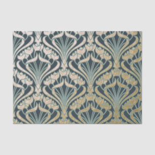 Gold and teal damask,victorian,vintage,pattern,vin tissue paper