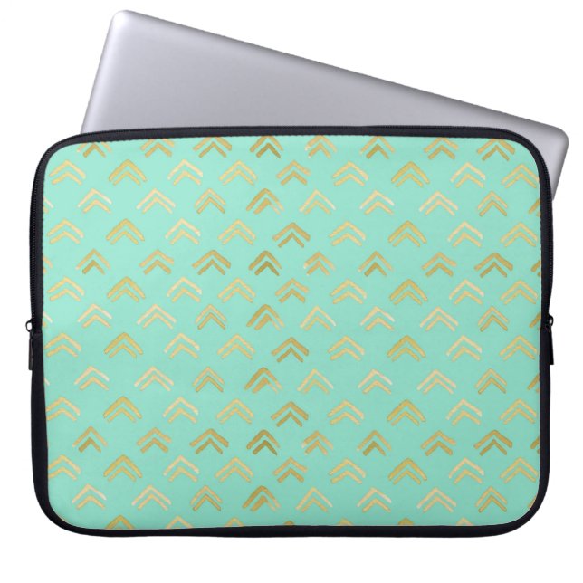 Gold and Teal Laptop Sleeve (Front)