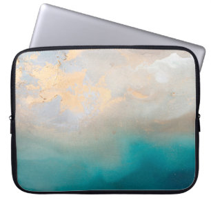 Gold and Turquoise Watercolor Laptop Sleeve