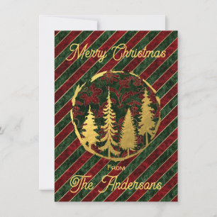 Gold and Velvet Personalised Christmas Flat Card