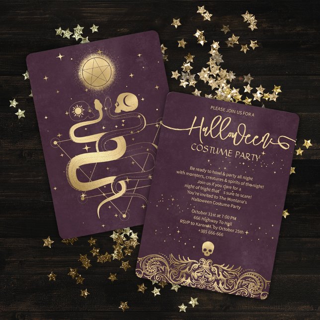 Gold And Velvet Red Fancy Halloween Party  Invitation (Creator Uploaded)