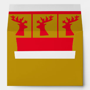 Gold and Vibrant Red Christmas Reindeer Template Envelope