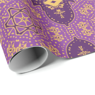 Gold and Violets Wrapping Paper