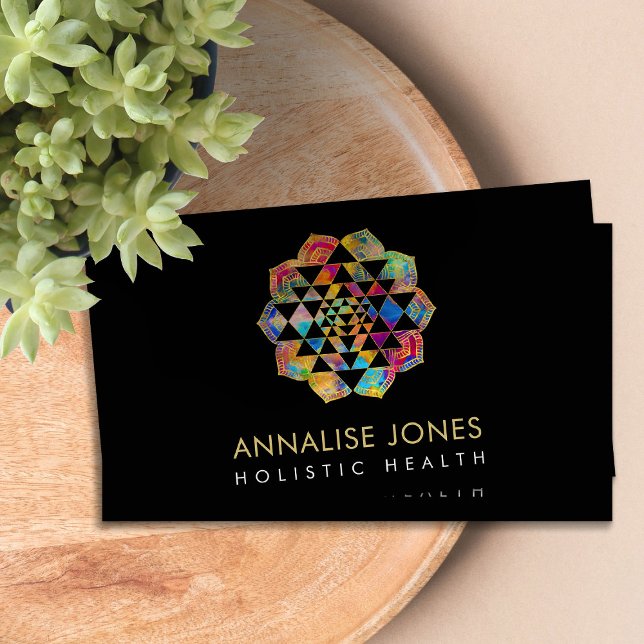 Gold and watercolor Sri Yantra  / Sri Chakra Business Card (Creator Uploaded)