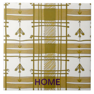 Gold and white abstract tile
