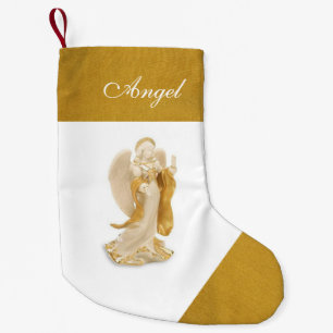 Gold and White Angel Custom Christmas Stocking