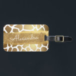 Gold and White Animal Print with Gold Glitter Luggage Tag<br><div class="desc">Gold and White Giraffe Animal Print with Gold Glitter Sparkles Luggage Tag. This bag tag is perfect for Back to School,  Work,  or Travelling.</div>
