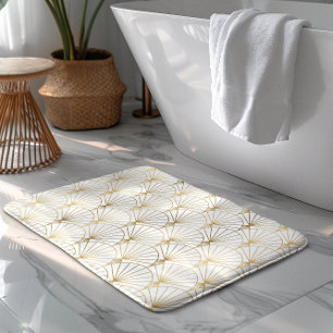 Gold and white Art Deco 2 pattern Bath Mat