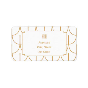 Gold and White Art Deco Fish Scale Pattern Label