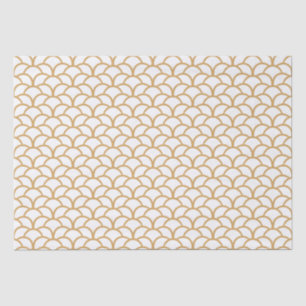 Gold and White Art Deco Fish Scale Pattern  Tissue Paper