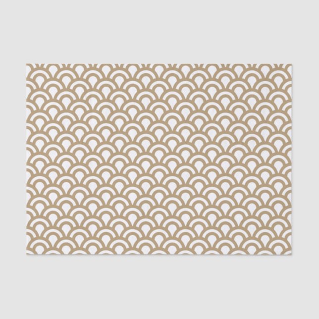 Gold and White Art Deco Fish Scale Pattern Tissue Paper (Front)