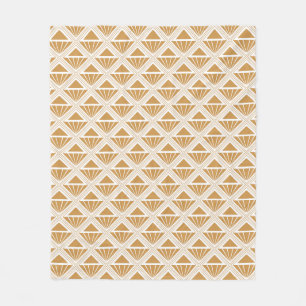Gold and white Art Deco pattern with rhombuses Fleece Blanket