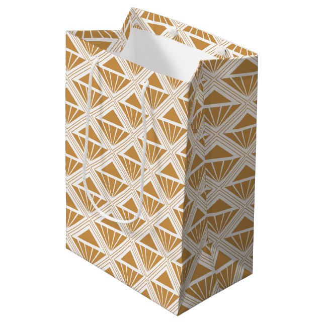 Gold and white Art Deco pattern with rhombuses  Medium Gift Bag (Front Angled)