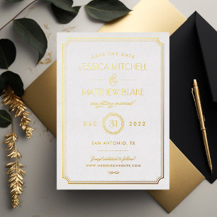 Gold and White Art Deco Save the Date