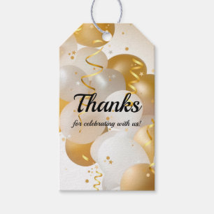 Gold and White Balloons Party Favour Gift Tags